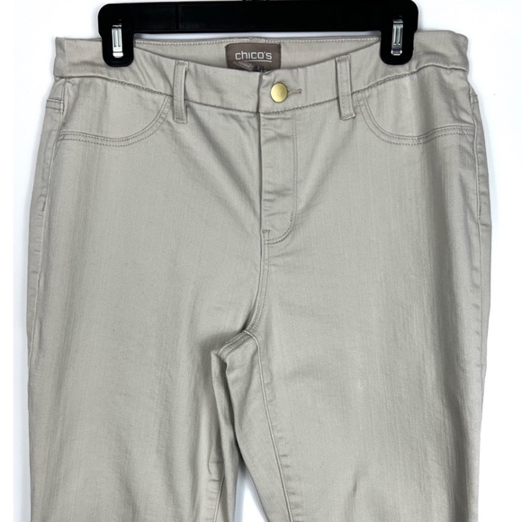 Chico’s Cotton Stretch So Slimming Ankle Pants Women’s  Beige Tan Sz: 1 (M/8) - Picture 3 of 13